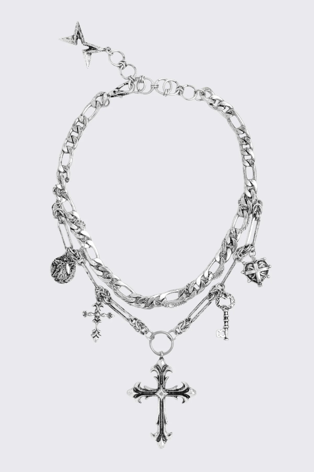 mingalondon ネックレス Silver Layered Necklace with Cross Pendants | Minga London