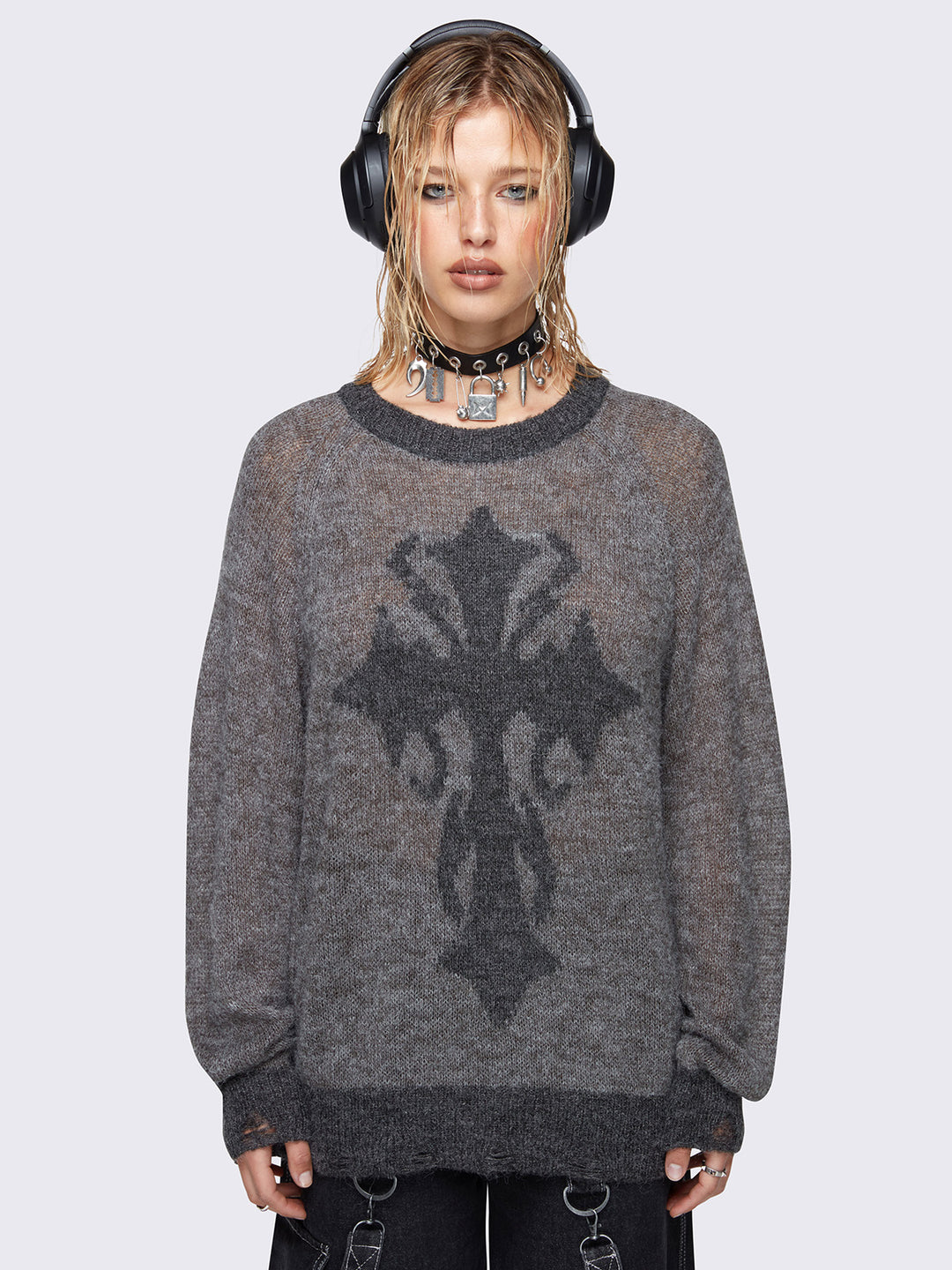 トップス LAST NEST / dusty cross cardigan Oversized Zip Up Knit Cardigan in Dusty Truffle Marle | Glassons