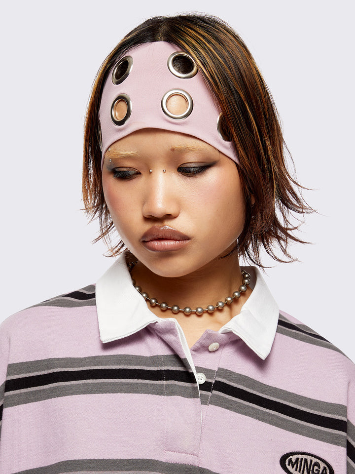 【Minga London】Elektra メタリック ホール ヘッドバンド 無地 Black Metallic Hole Headband | Minga London – Minga London US