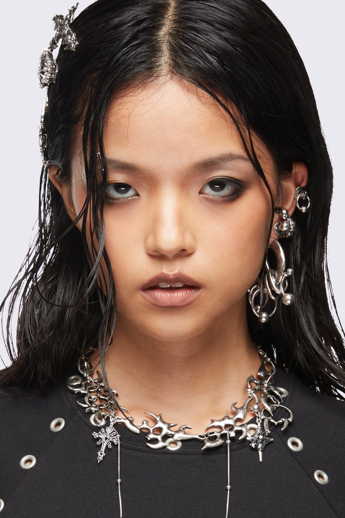 Def Earring 4 PC Silver Chunky Earring Set with Piercings and Rings | Minga London