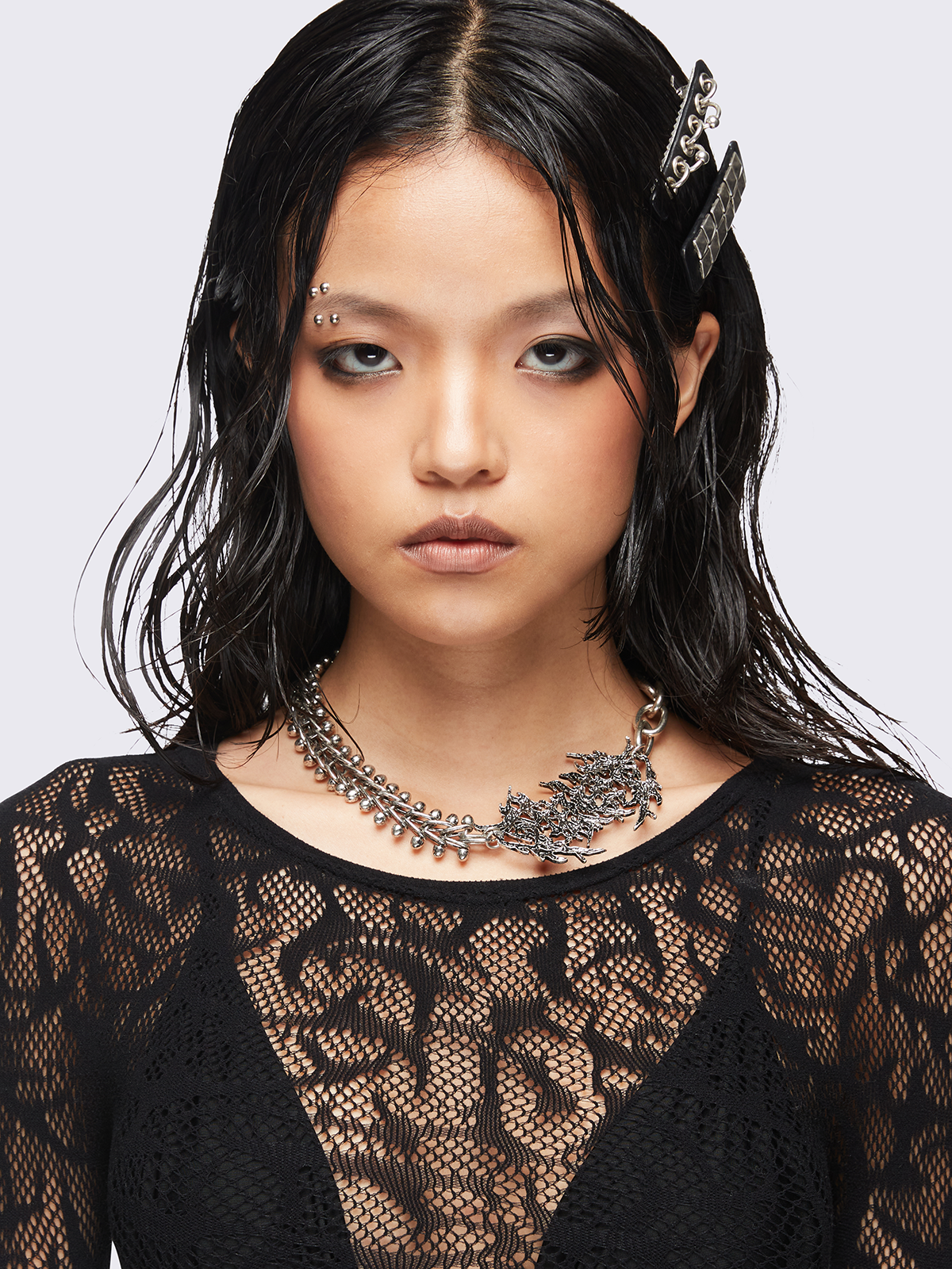 Sigilism chunky charm necklace in silver.