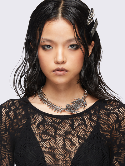 Sigilism chunky charm necklace in silver.