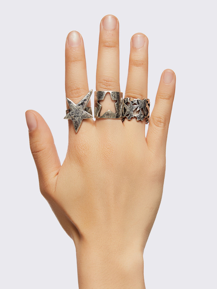6 Pc Star Ring Set in Silver | Minga London