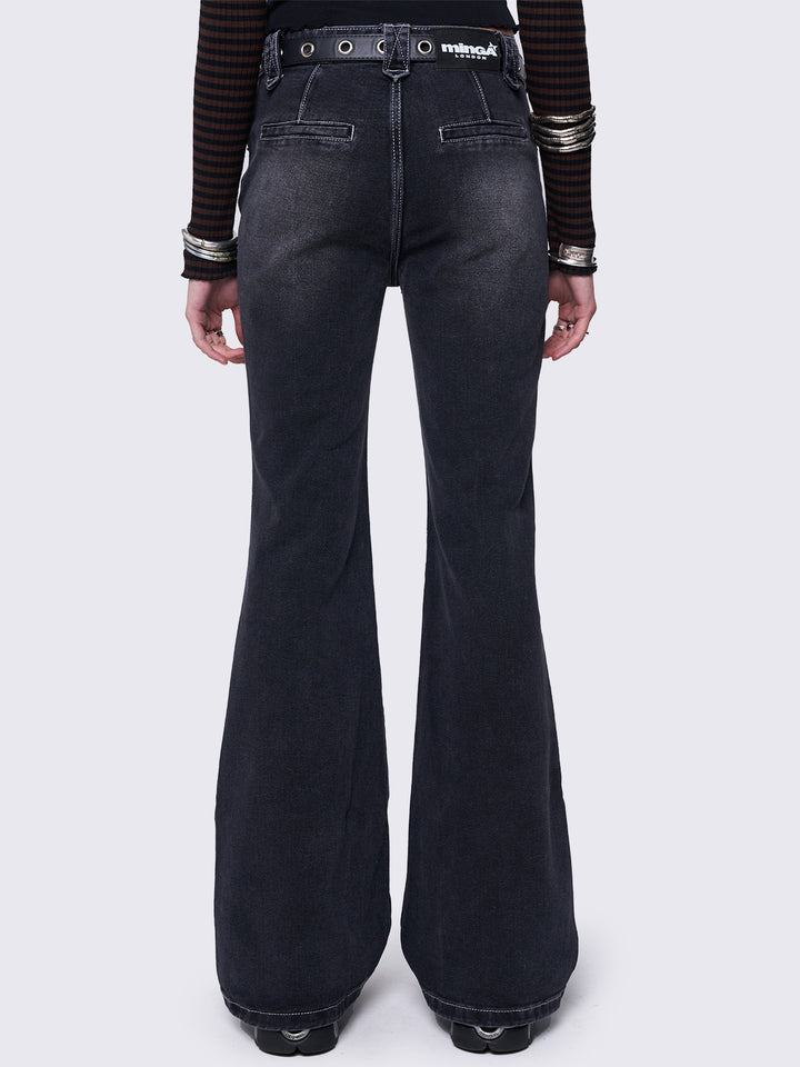 【PORTERNA】Lead washing flared jeans grace-wash-black-flare-