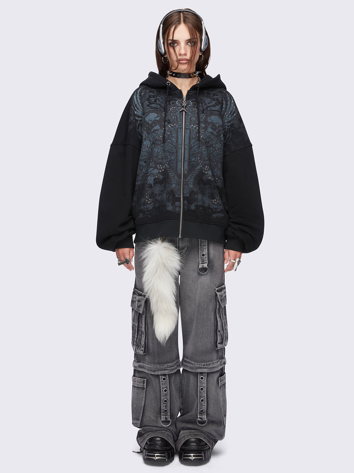 ディムモアール ZIP UPクロップトップス ブラック　黒　y2k M 地雷 ディムモアール ZIP UPクロップトップス ブラック 黒 y2k M 地雷