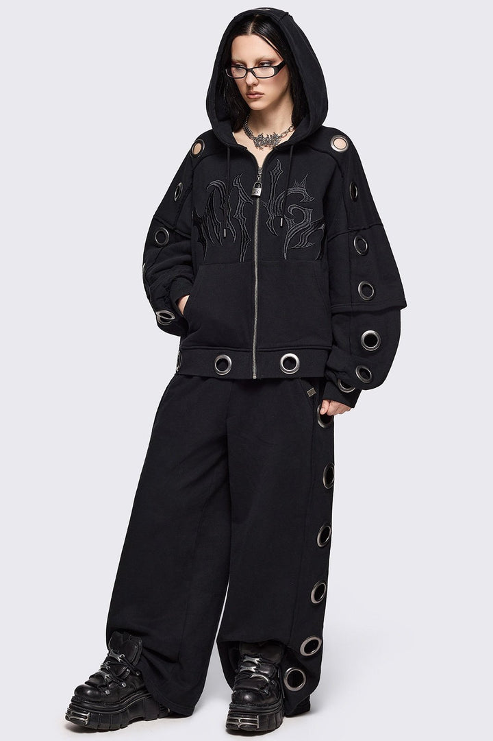 Sweat Zippé Intégral Squelette Noir 3XL - Minga London - Unisexe Halloween