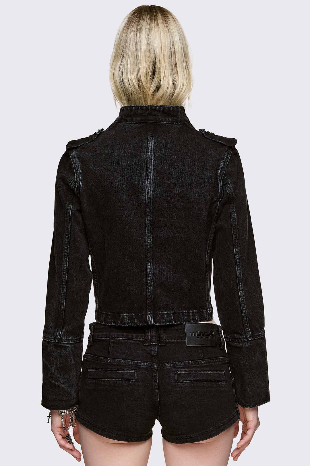 Black Denim Military Jacket | Minga London