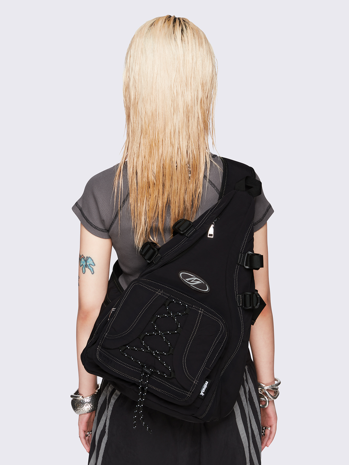 関税送料込 Minga London  HUNT ナイロン ボディバッグ 黒 Black Nylon Crossbody Sling Bag - Utility Bag | Minga London