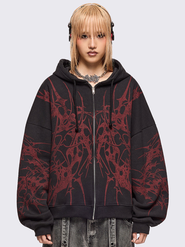 トップス KEEP MY DEMON ZIP HOODIE money sex888 insane-blood-zip-up-