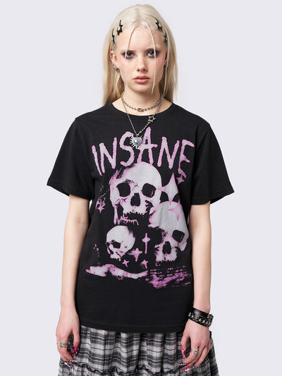 Insanity Skulls Oversized Graphic T-shirt