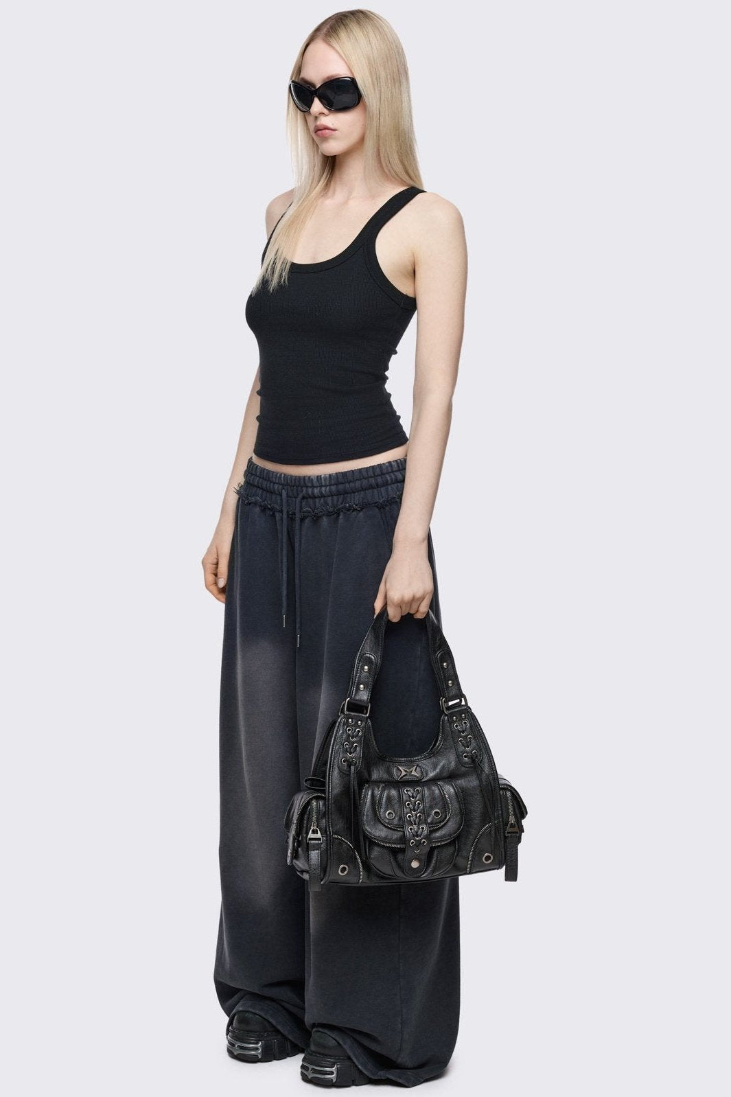 Black Vegan Leather Shoulder Bag | Minga London