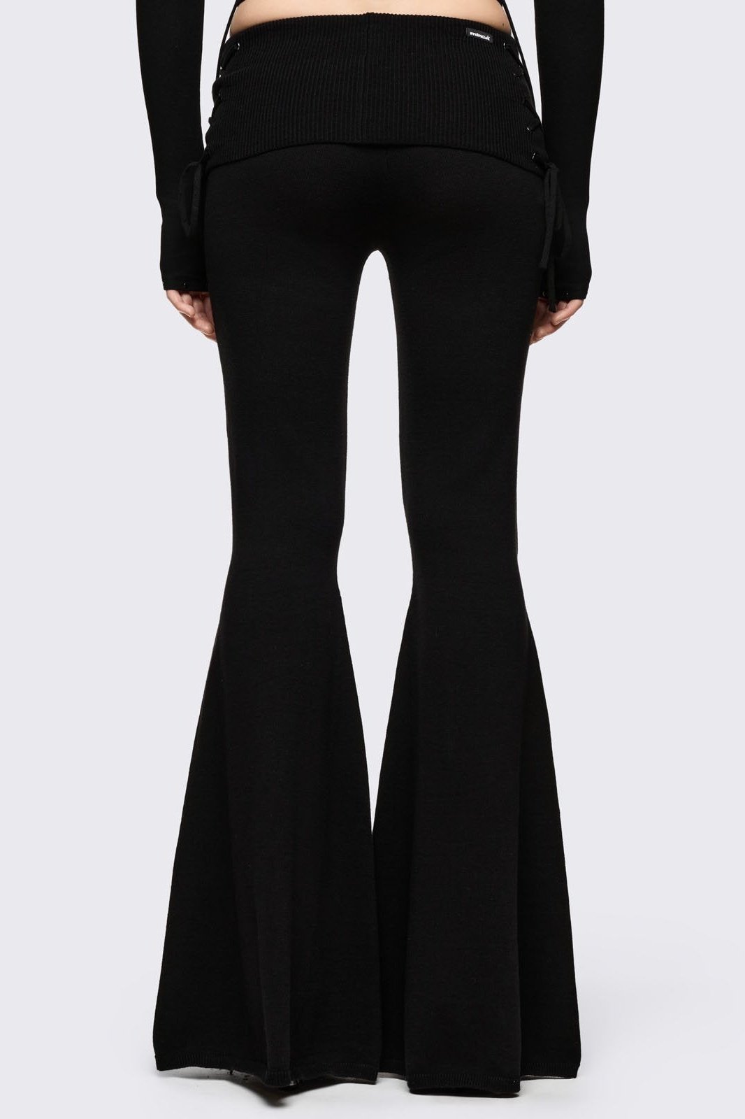 Black Flare Pants with Lace-Up Corset Detail | Minga London