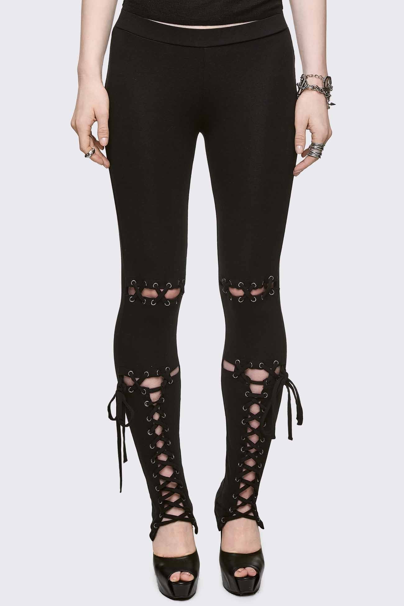 Black lace up details.