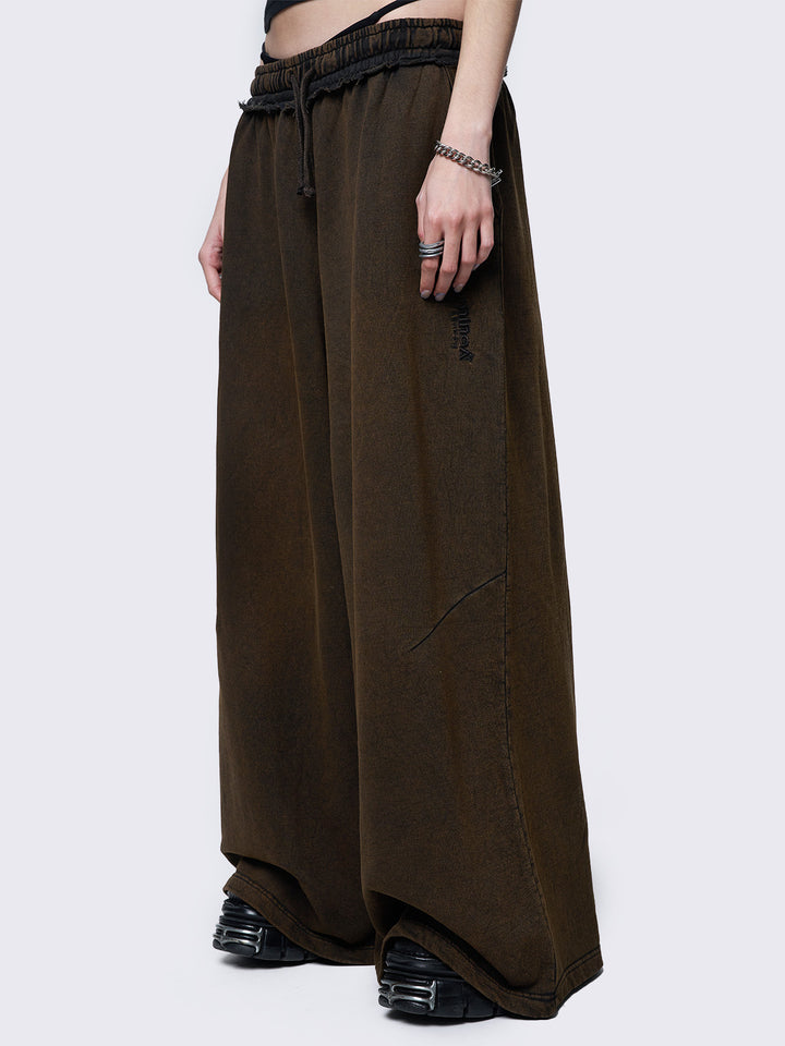 Minga Londonリヴ ブラウン ウォッシュ スウェットパンツ Wide Leg Sweatpants in Washed Brown | Minga London – Minga