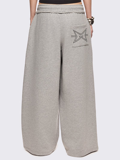 Wide leg sweatpants in marl grey.