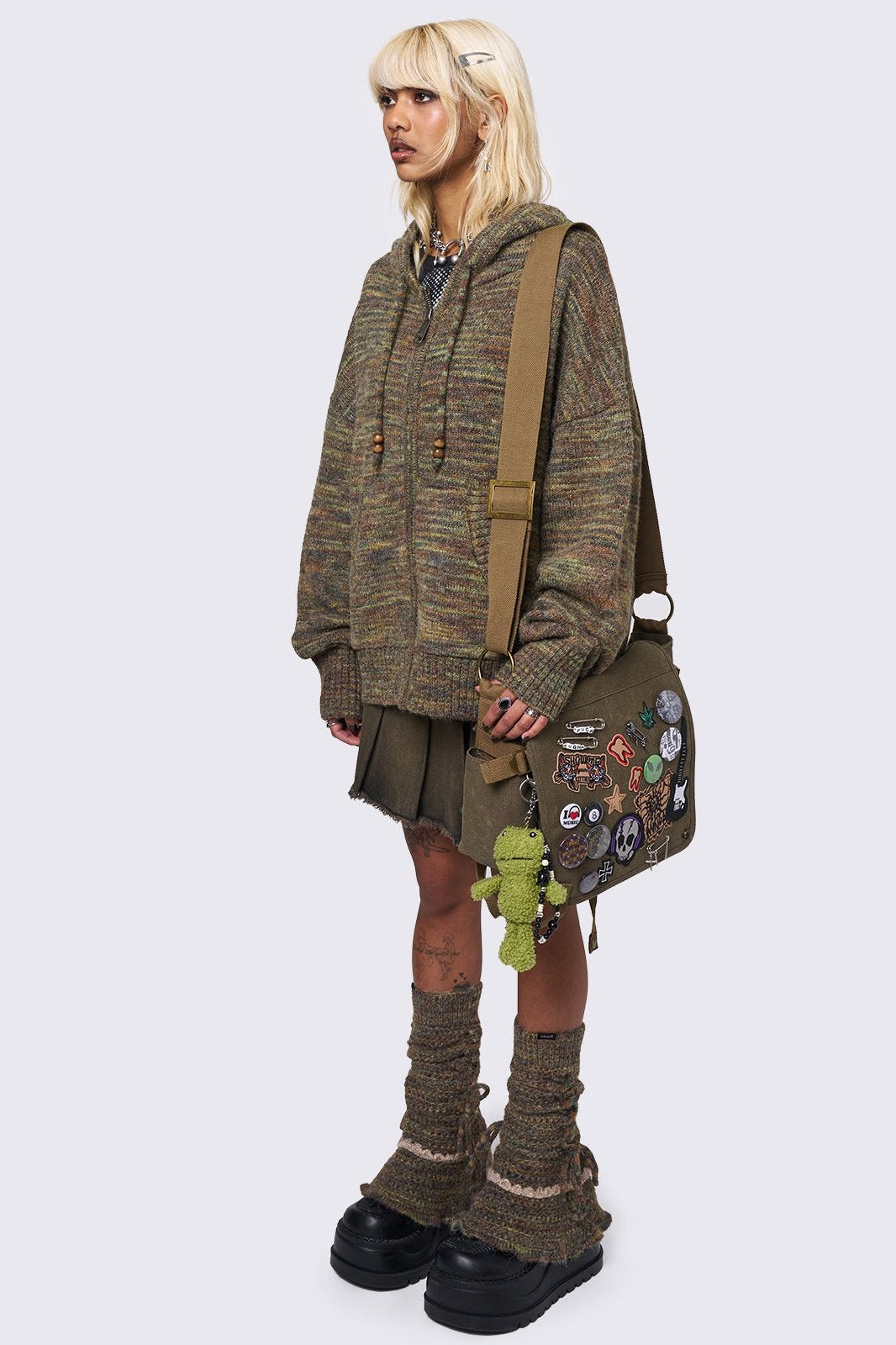 Multicolour Knitted Zip-Up Hood Cardigan | Minga London