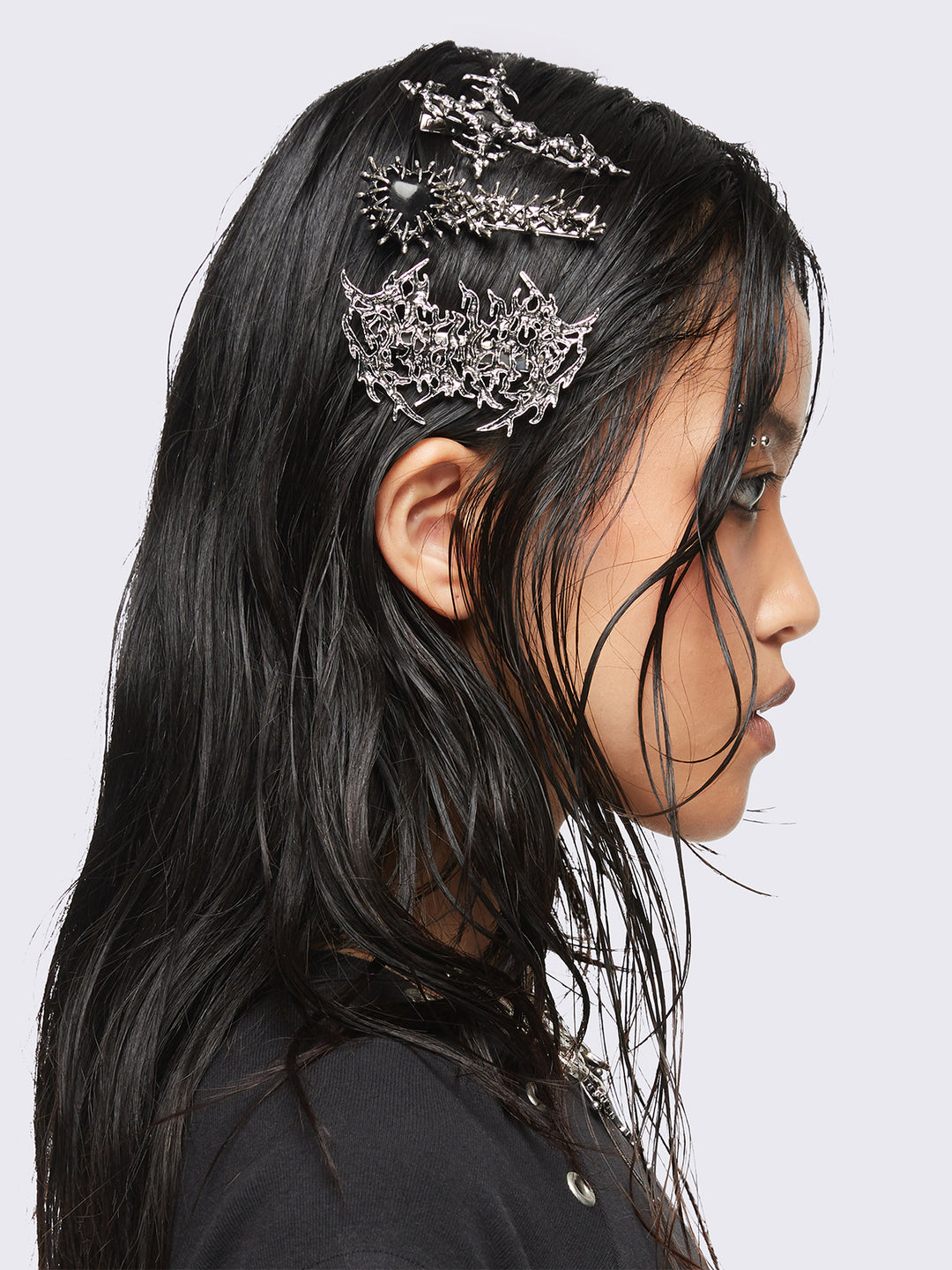 【Minga London】l Crush ヘアクリップ セット metal-crush-hair-clip-