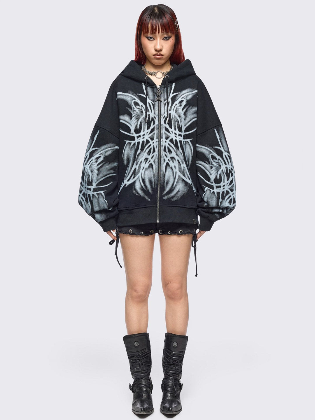 COLDF33T – coldf33t Black Cyber Graphic Zip Up Hoodie | Minga London x Coldf33t