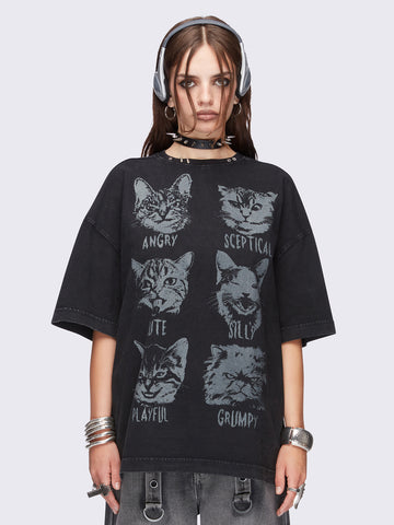 Moody Cats Washed T-Shirt