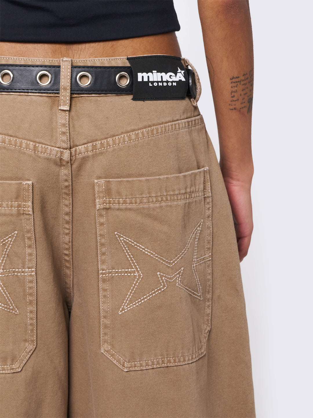 Beige Baggy Wide Leg Pants | Minga London