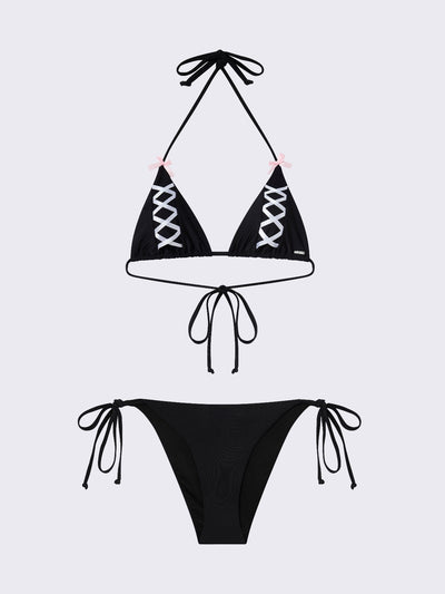 Bikini bottoms in black with adjustable tie sides