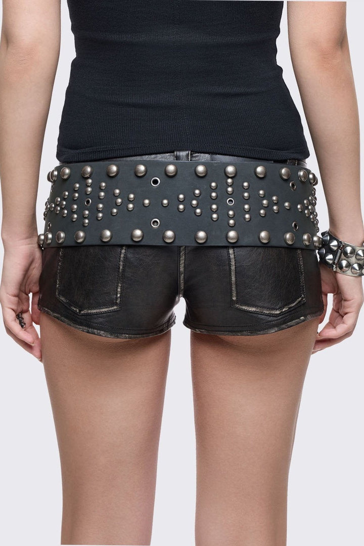 Black Studded Fringe Wide Belt | Minga London display picture 2
