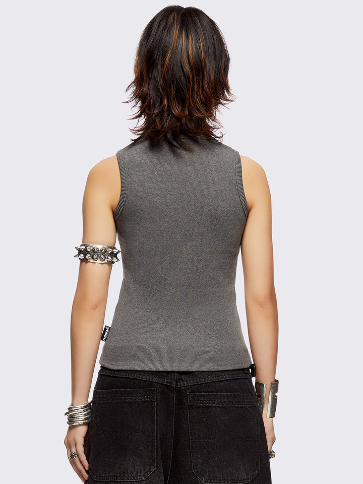 Pierced Vest Top in Grey | Minga London