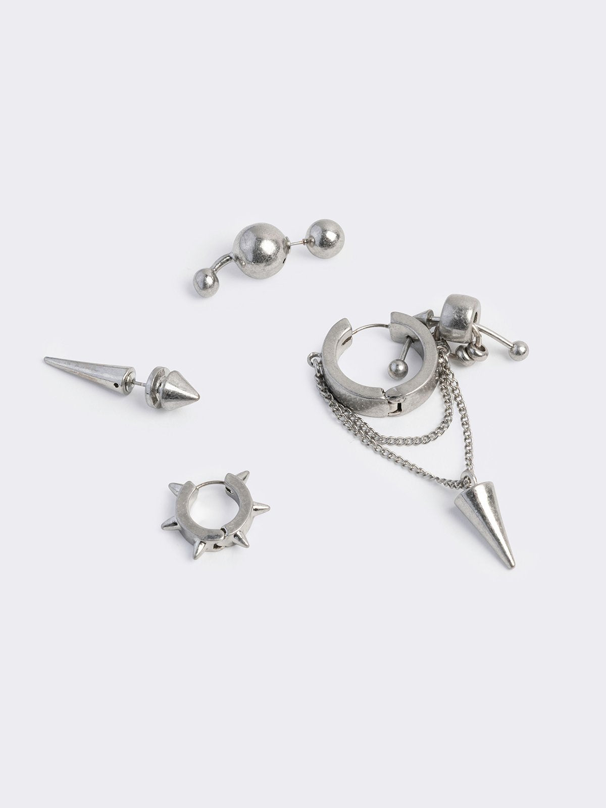 Silver 4 pc chunky earring set. 