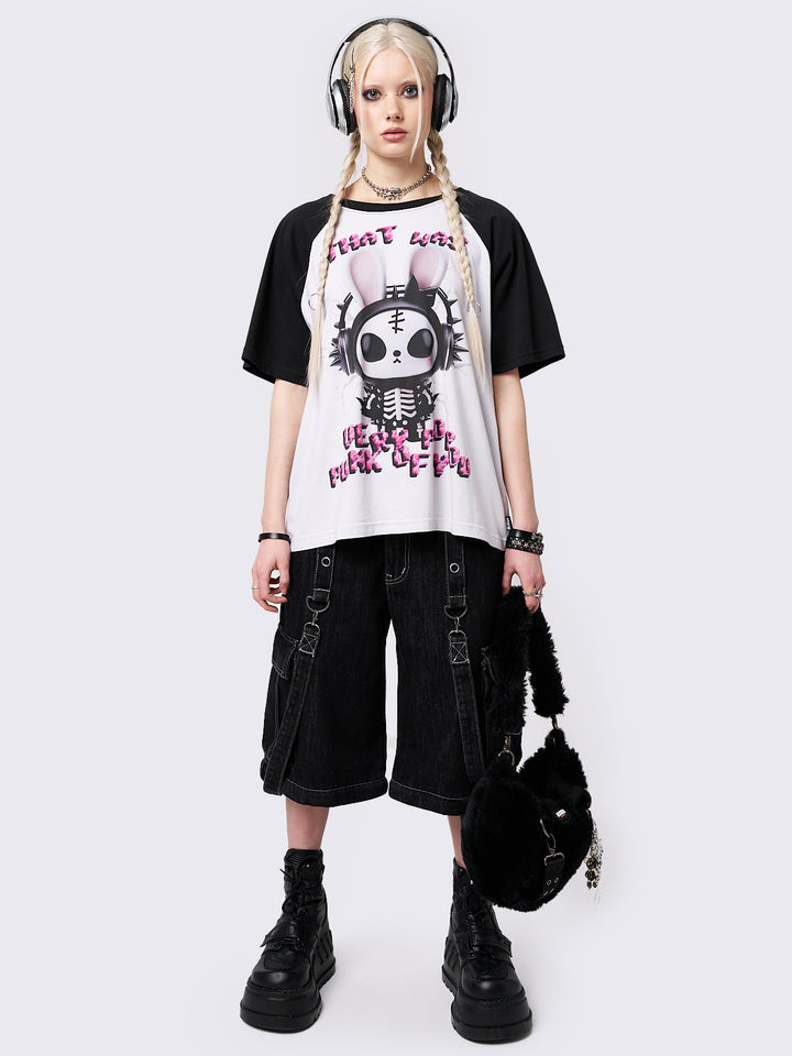 【Minga London】ポップパンク バニー グラフィックTシャツ pop-punk-bunny-raglan-graphic-