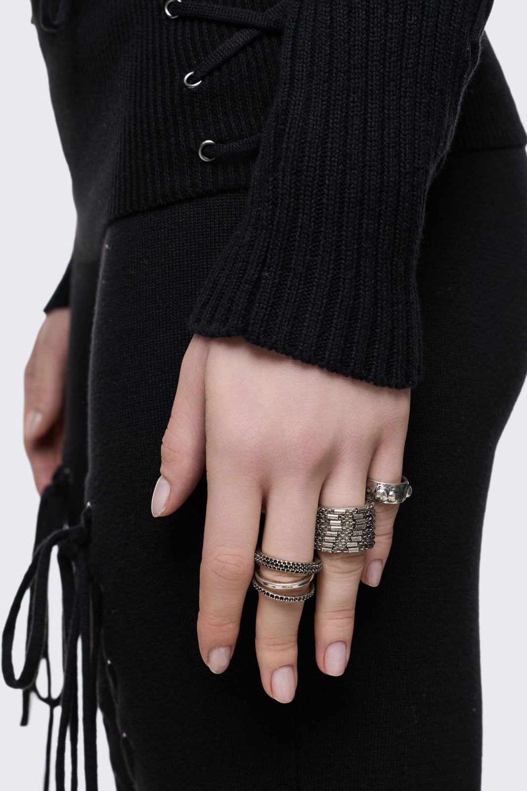 Chunky Ring Set in Antique Silver Finish | Minga London