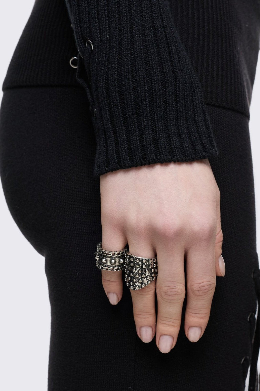 Chunky Ring Set in Antique Silver Finish | Minga London