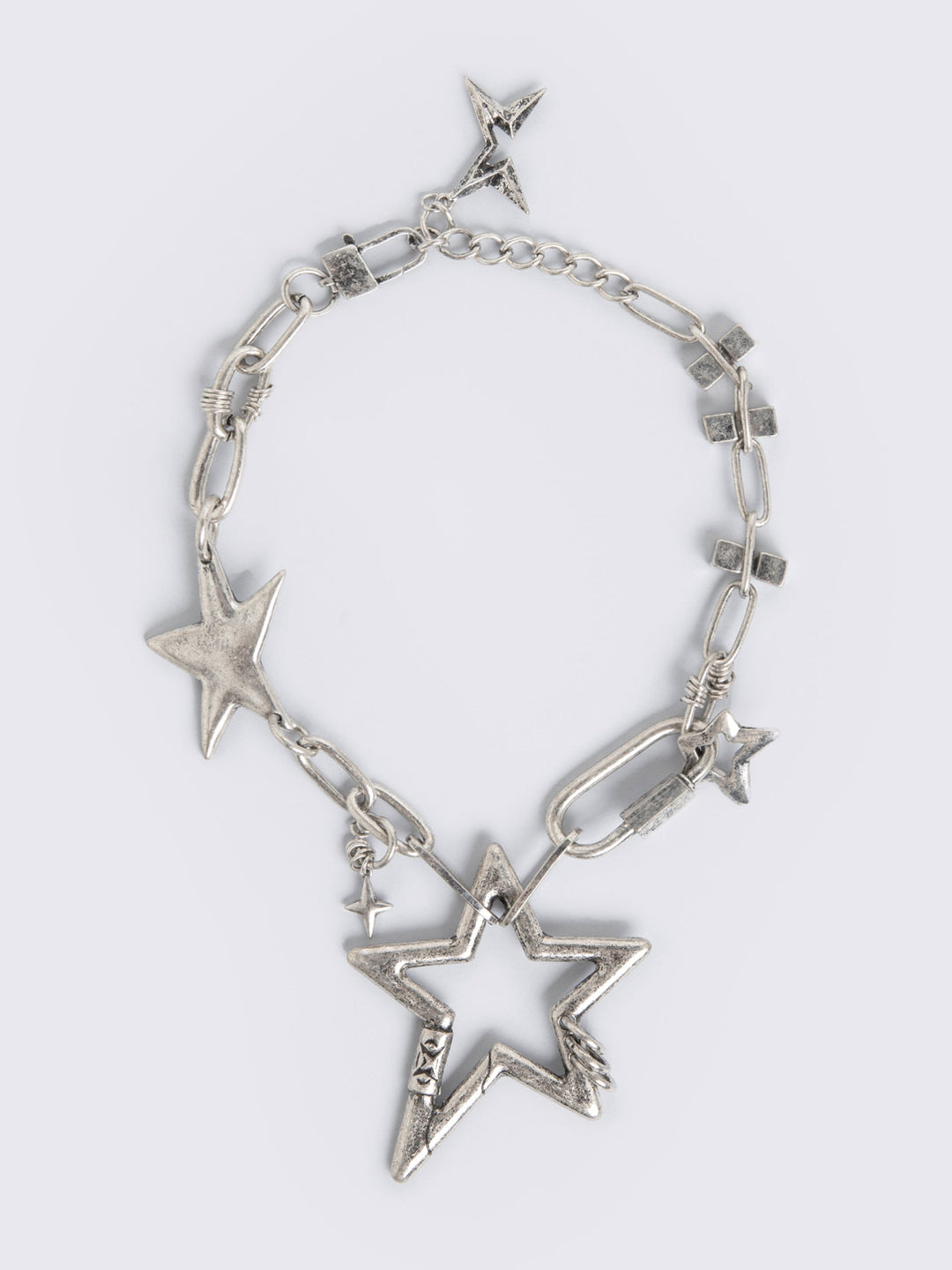 国内未入荷 Minga London - RAIN OF STARS NECKLACE Chunky Star Charm Necklace in Silver | Minga London