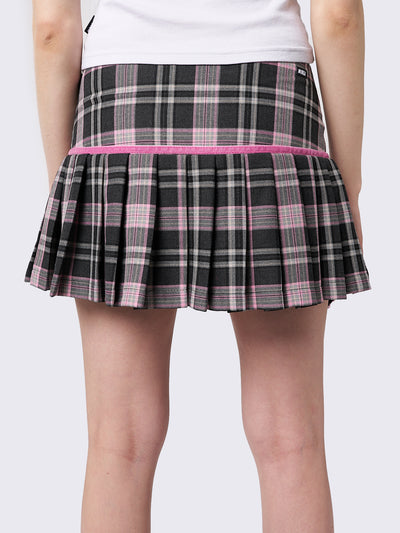 Rebel Pink Bow Plaid Mini Skirt