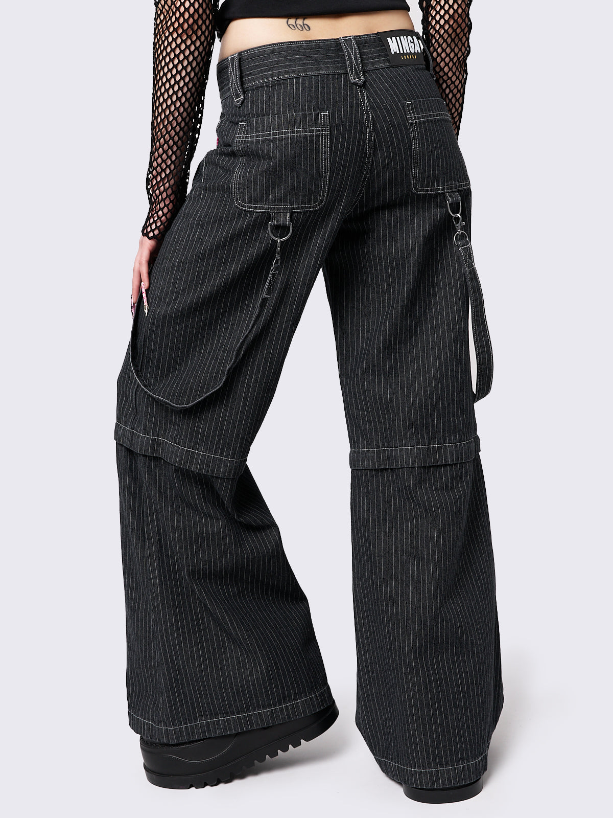 Rebellious Pinstripe Wide Leg Jeans