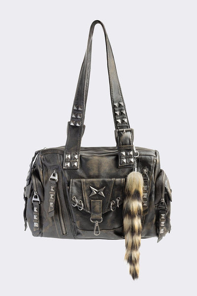 MINGA LONDON バック Black Vegan Leather Multi Pocket Shoulder Bag | Minga London