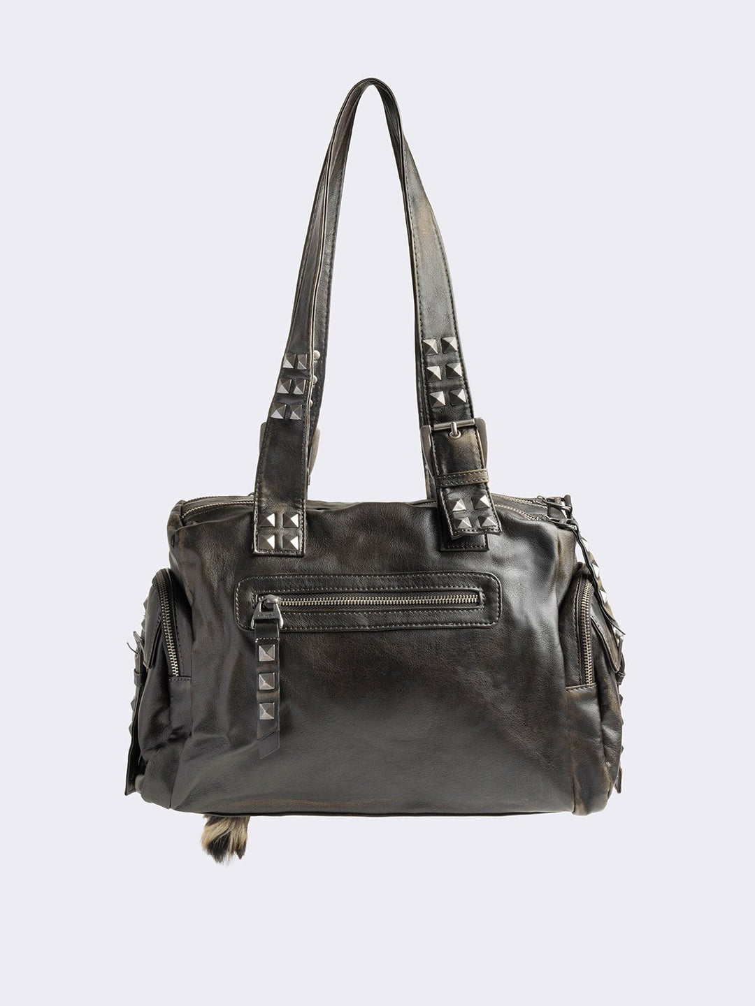Black Vegan Leather Multi Pocket Shoulder Bag | Minga London