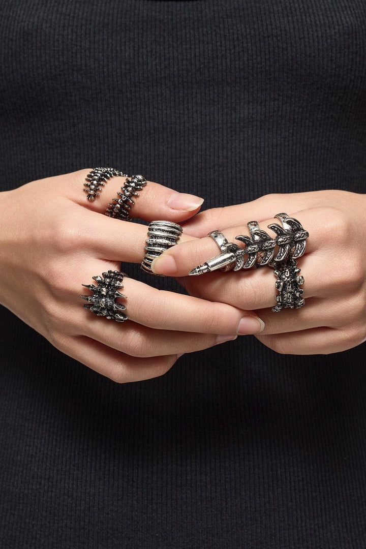 Centipede Ring Set with Antique Silver Finish | Minga London