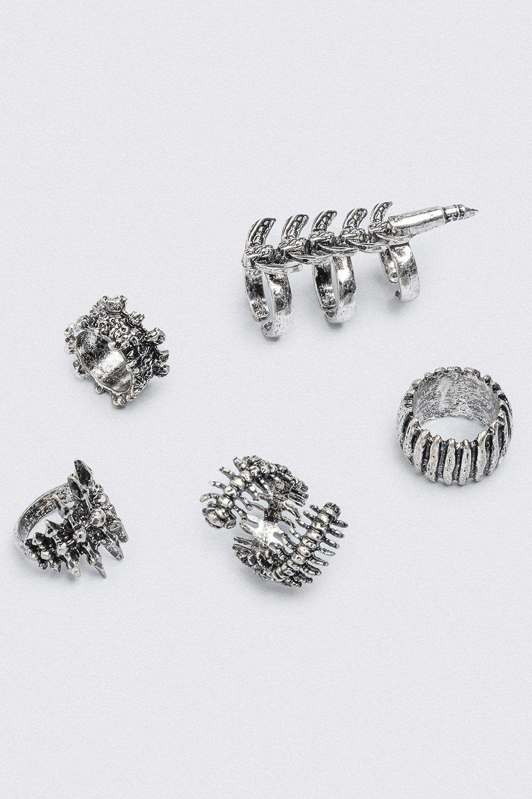 Centipede Ring Set with Antique Silver Finish | Minga London