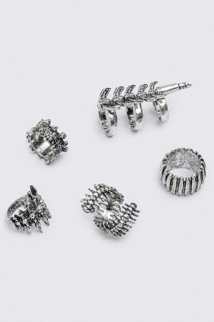 Centipede Ring Set with Antique Silver Finish | Minga London