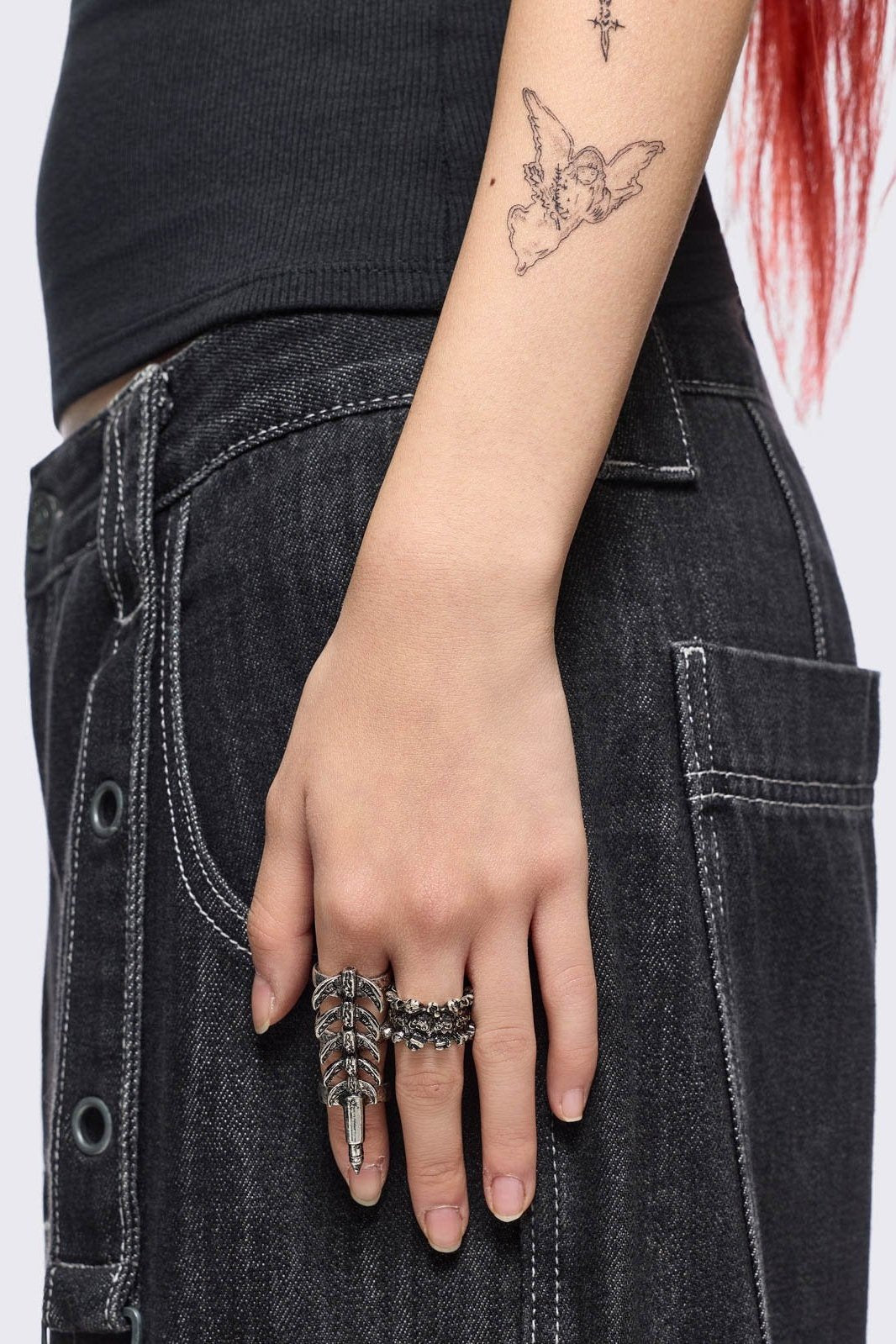 Centipede Ring Set with Antique Silver Finish | Minga London