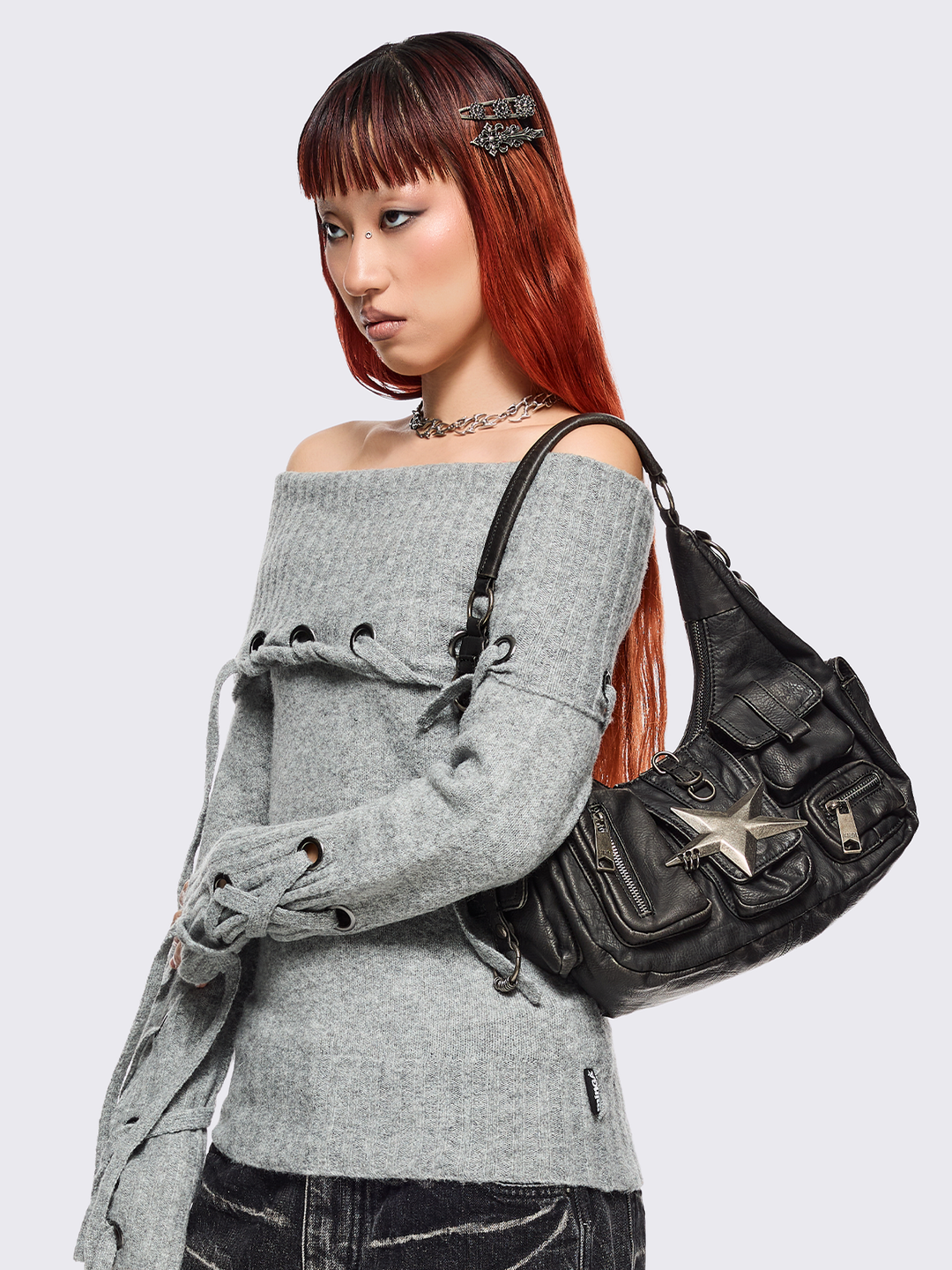 バッグ velour shoulder bag with long stole バッグ velour shoulder bag with long stole Leather Shoulder
