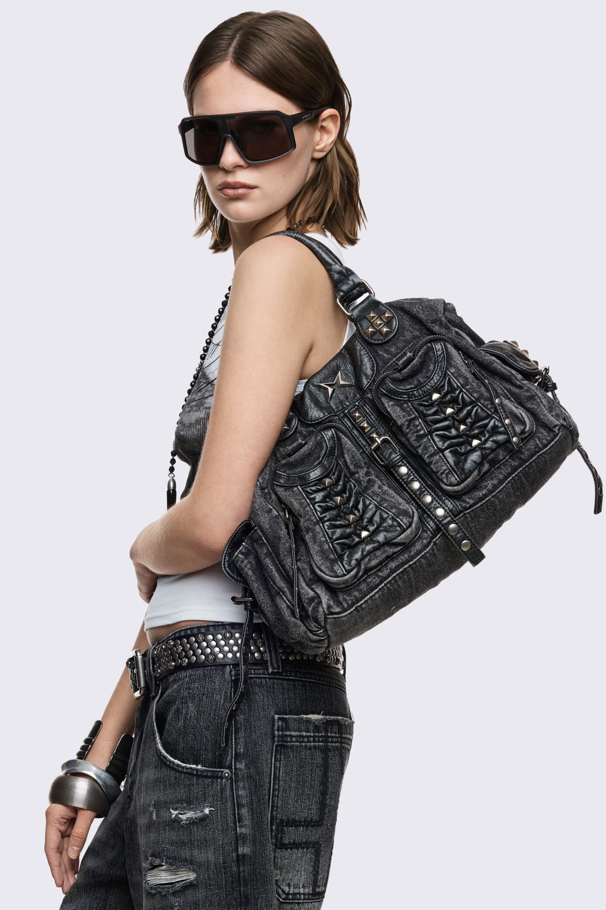 grunge Y2K demim studs bag archive punk Y2k 【公式通販】