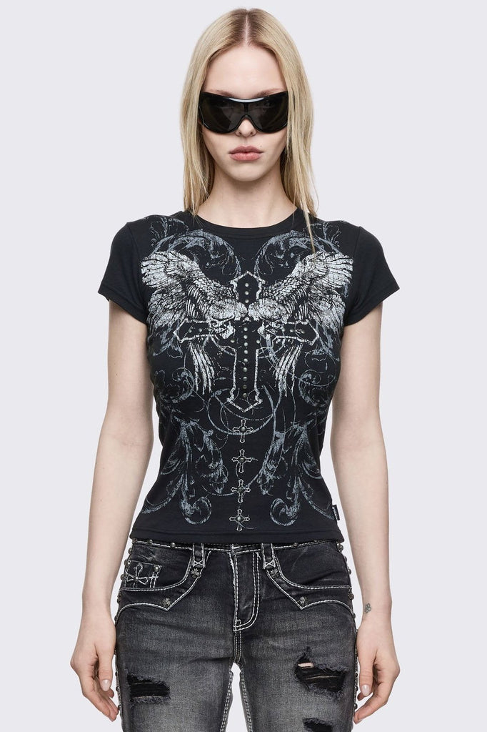 Winged Cross Baby Tee