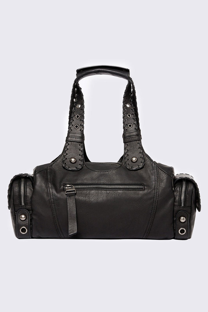 Vegan Leather Sigilism Shoulder Bag in Black | Minga London