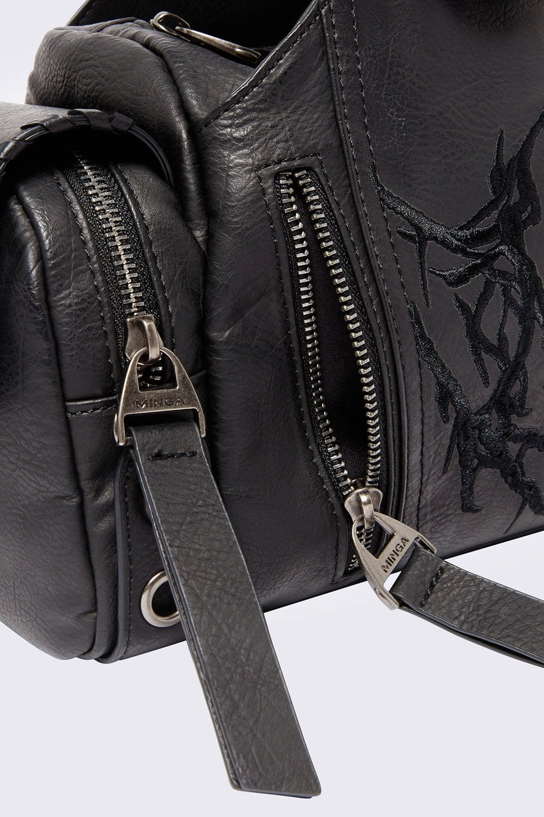 Vegan Leather Sigilism Shoulder Bag in Black | Minga London