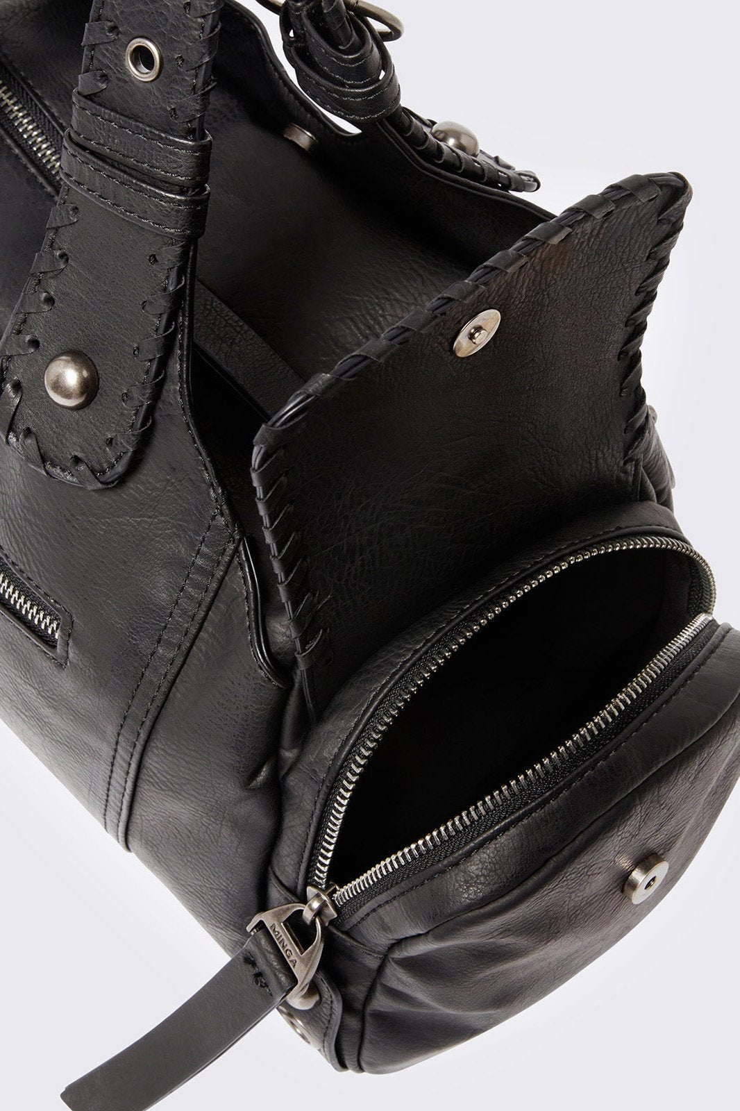 Vegan Leather Sigilism Shoulder Bag in Black | Minga London