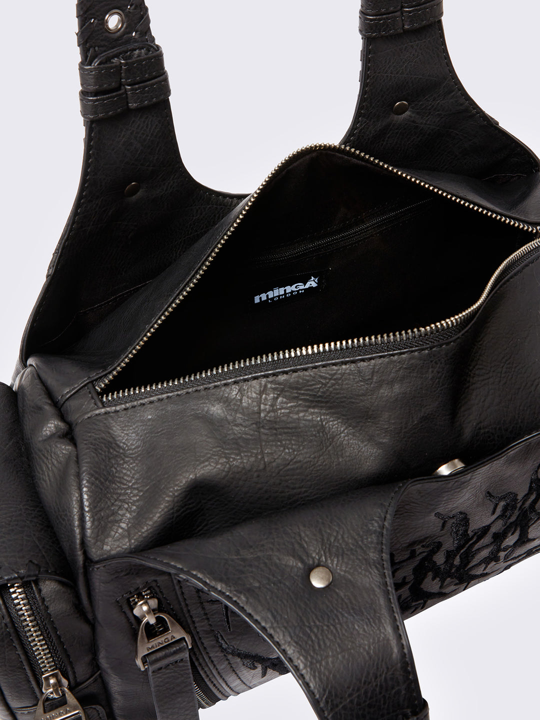 国内未入荷 Minga London - XYRA VEGAN SHOULDER BAG Vegan Leather Sigilism Shoulder Bag in Black | Minga London