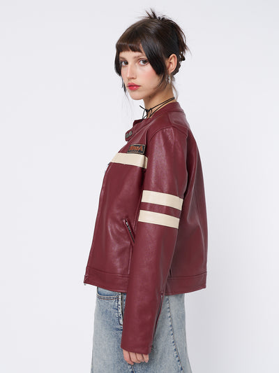 Chiara Red Vegan Racer Jacket - Minga London