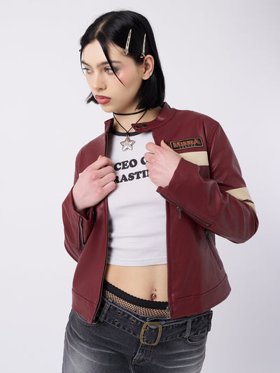 Chiara Red Vegan Racer Jacket - Minga London