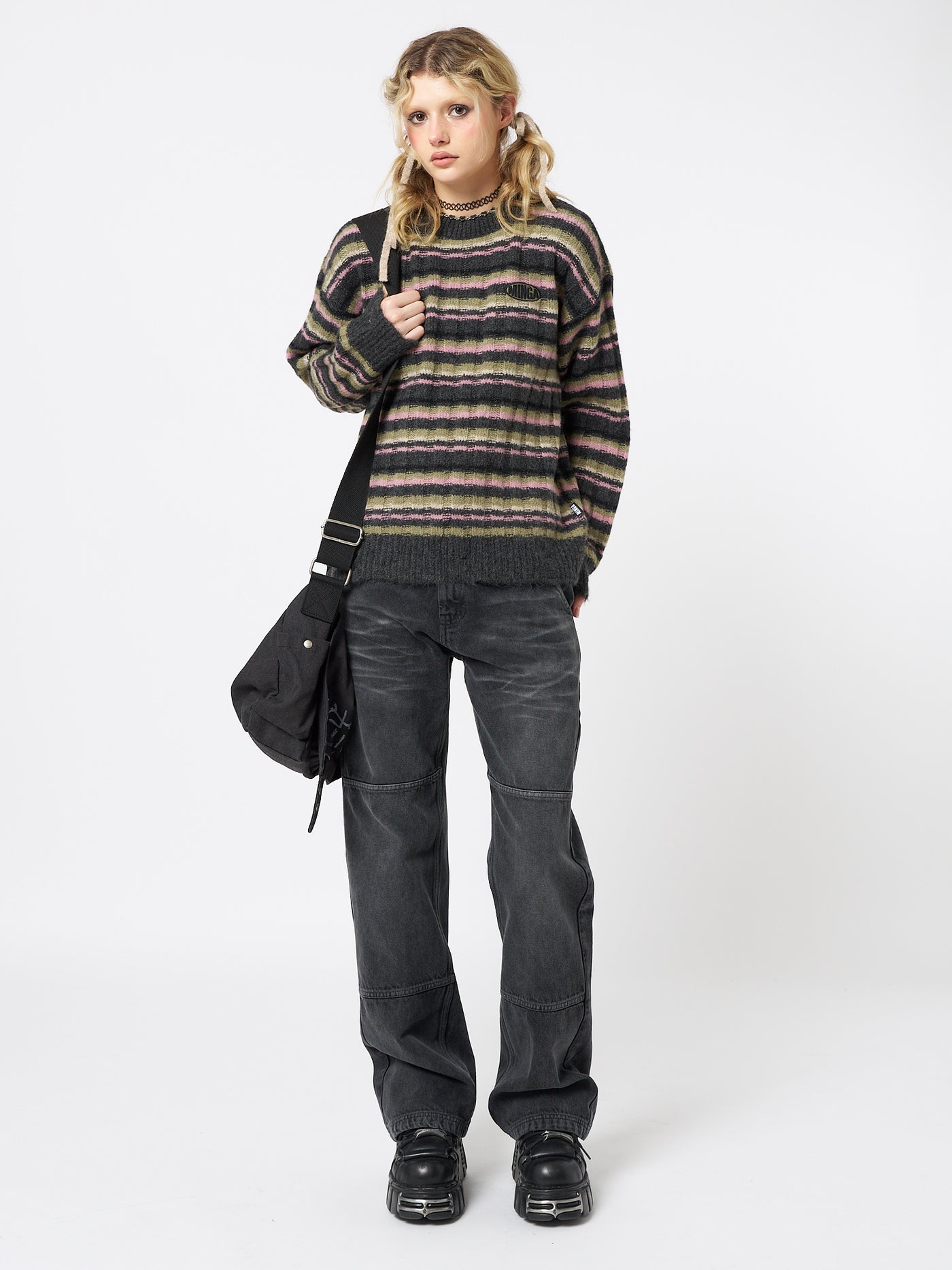 Shadow Washed Black Straight Jeans - Minga London